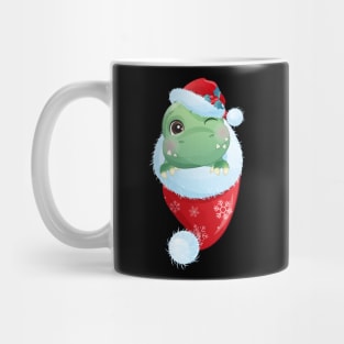 Cute Christmas Dinosaur With Santa Hat In Christmas Stocking Mug